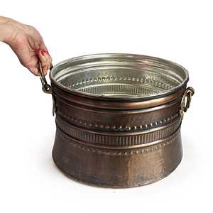 Bol en cuivre martelé fait main avec poignées en laiton 20-30 cm – Design classique écologique – Marque Shark Anatolia – Pour salle de bain - Product Image 4