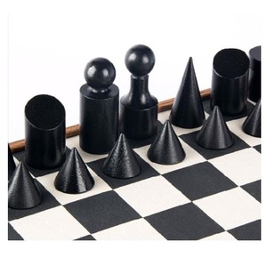 Luxury Modern <b>Wooden</b> <b>Chess</b> Set Unique Geometric Abstract <b>Chess</b> <b>Pieces</b> High End Custom Handmade Wood <b>Chess</b> Board Set for Gift - Product Image 2