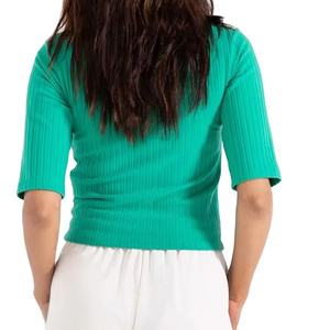 2025 nueva llegada servicio OEM camisetas de tela texturizada para mujer tendencias de moda de alta calidad botón personalizado cantidad a granel - Product Image 4