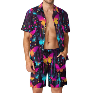 Ensemble de vêtements de plage en deux pièces, coupe décontractée, respirant, chemise et short d'été, tenue de vacances tendance, ensemble d'été moderne - Product Image 6