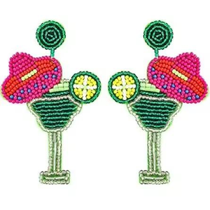 Boucles d'oreilles brodées à la main motif fleur en perles de rocaille ICE CREAM – Magnifiques créations artisanales brodées au point de croix - Product Image 3