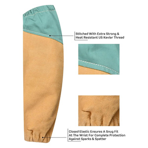 JNM SAFETY Mangas de Soldadura al por Mayor de Cuero de Vaca Dividido con Algodón, Duraderas, Resistentes al Calor y a los Cortes, Nivel 2 de Corte ANSI/ISEA - Product Image 5