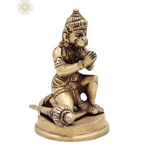 Fabriqué à la main 3.8 pouces Lord Hanuman Statue en laiton fabriqué en Inde Home Decor Sculpture Idol - Product Image 2