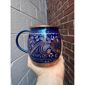 Novedad: Taza Moscow Mule de Cobre con Diseño Pintado a Mano, Reutilizable, Apta para Lavavajillas y Microondas, Ecológica, Aislamiento de 6-12 Horas - Product Image 4