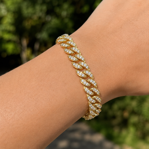 925 <b>Silver</b> Yellow Cuban Chain Link Bracelet with Moissanite Diamond 7MM Hip Hop Jewelry <b>for</b> <b>Men</b> and Women diamond luxury gifts - Product Image 3