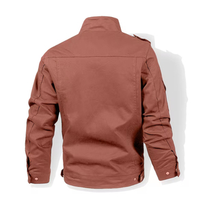Veste d'hiver en toile pour homme adulte, couleur rose discret, deux poches latérales, coupe-vent, fermeture éclair, boutons en corne, respectueuse de l'environnement - Product Image 2