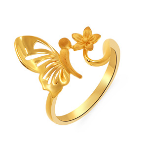 Luxury Gold Plated Butterfly and Flower <b>Adjustable</b> <b>Ring</b> for Women Elegant Nature Inspired Open Finger <b>Ring</b> Designer Wedding <b>Ring</b> - Product Image 1
