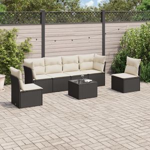 Ensemble de canapés de jardin en rotin PE noir avec structure en acier thermolaqué et verre trempé, mobilier d'extérieur haut de gamme - Product Image 1