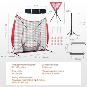 Rete Portatile 7x7 piedi per Allenamento Baseball/Softball - Attrezzatura per Battuta, Presa e Lancio - Backstop - Product Image 4