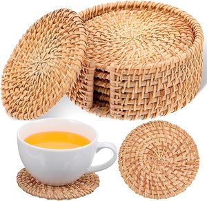 Custom Woven Rattan Coaster Handmade Round Cup Coaster Natural Home Decor Factory Direct Manufacturer - Product Image 2