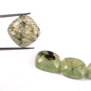 Prehnita Natural Rutilada Verde, Cabujón Cuadrado Tipo Cojín 16x16MM, Calidad AAA, Parte Posterior Plana, Gema Suelta para Fabricación de Joyas, Lote al por Mayor - Product Image 2