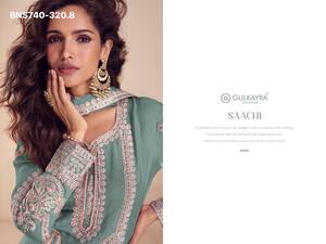 Ensemble Kurta-Plazzo & Dupatta en Chinon véritable brodé de qualité supérieure, spécial Aïd, achat en ligne, fournisseur mondial en Inde - Product Image 6