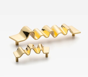 Cabinet <b>Pull</b> <b>Handles</b> Modern Europe Simple Drawer Bar Grips Unique Wavy Linear Furniture Hardware Solid Brass Wardrobe Dresser - Product Image 1