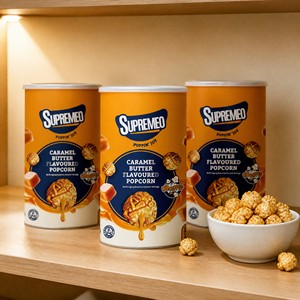 Palomitas de Maíz Caramelizadas Dulces Bajas en Sal, Textura Dura, Snack de Maíz en Lata 150g, Venta al por Mayor para Comercio Minorista de Alimentos - Product Image 3
