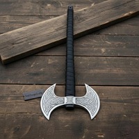Hache à double lame de qualité industrielle Soul Forge Crafts, en acier à haute teneur en carbone, tête de tomahawk tactique, manche en caoutchouc, pour la survie