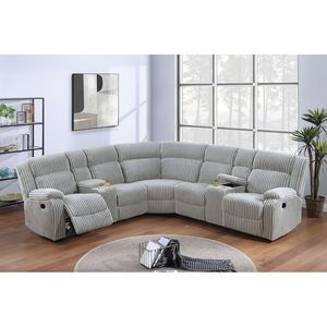 โซฟาปรับเอนแบบ Power Motion รุ่น Recliner ทำจากวัสดุผ้ากำมะหยี่คล้ายขนสัตว์สีเทา - Product Image 1