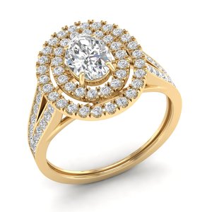 Bague de fiançailles REYES de haute qualité en or jaune 14K 22K avec diamant de laboratoire ovale de 1,3 carat, certifié IGI, pour mariage et joaillerie fine - Product Image 2