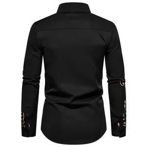 Chemise Homme Tendance à Imprimé Doré Manches Longues – Confortable et Stylée – Broderie Tissée – Vêtement Masculin Décontracté - Product Image 1