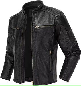 Vintage Coated <b>Leather</b> <b>Jacket</b> <b>Men</b> 100% Genuine Cowhide <b>Leather</b> Regular Length-Fashion Casual Style Hooded Varsity <b>Jacket</b> - Product Image 1