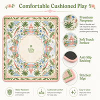 Tapis de Mahjong pliable en néoprène de luxe à motif floral chinoiserie 33 pouces, antidérapant, avec illustration originale, pour jeu de table américain et poker