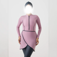 Maillot de bain islamique deux pièces à manches longues pour femme, burkini écologique respirant, coupe haute, modeste, devant