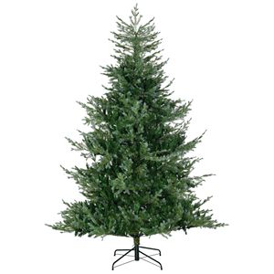 Albero di Natale Artificiale 210 cm con Apertura Automatica, Rami Facili da Modellare, Base in Acciaio e Luci LED Verdi in PE PVC, Decorazione Natalizia - Product Image 1