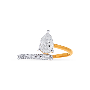 Bague solitaire en or jaune 18 carats, coupe poire classique, aspect diamant, bague de fiançailles, plaqué or jaune, bague de promesse de mariage - Product Image 3