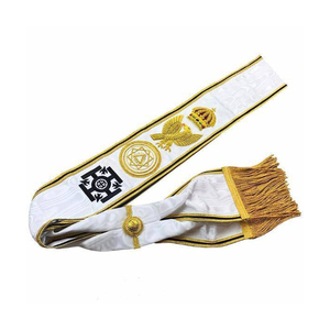 Superior Quality Ethnic Silk RCC <b>Red</b> Cross of Constantine Sash Satin <b>Ribbon</b> with Hand Embroidery - Product Image 1