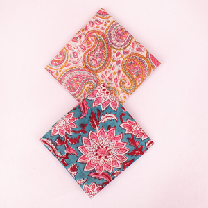 Bohemian Style Block Printed Cotton <b>Bandana</b> for Women Fashion MultiColor Accessories Floral Pattern Head Scarf Summer Collection - Product Image 2