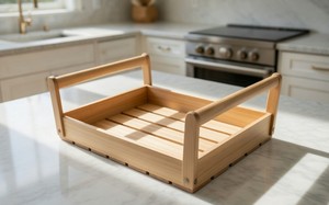Multi-Purpose Handmade Pine Wood <b>Rectangular</b> <b>Basket</b> Comfortable Handles for <b>Storage</b> Carrying Gift Presentation Home Organization - Product Image 4