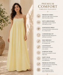 Proveedor OEM Profesional, Vestido Largo Holgado de Algodón Amarillo con Cuello Cuadrado para Mujer, Ropa de Playa de Verano al por Mayor - Product Image 3