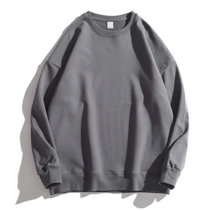Sudadera de Cuello Redondo para Hombre, Talla Grande, de Algodón Blanco, Estilo Casual, Tejido de Punto, Color Sólido, Corte Regular, para Otoño - Product Image 3