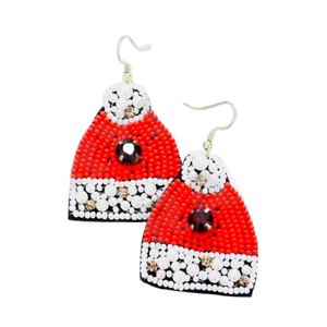 Pendientes colgantes rojos de Navidad recién llegados cuentas hechas a mano transfronterizas oro de moda creativo para fiestas estilo cristiano - Product Image 1
