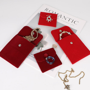 กระเป๋าใส่เครื่องประดับกำมะหยี่นุ่มทรงสี่เหลี่ยมผืนผ้าแบบกระดุมแป๊ก สำหรับเก็บสร้อยข้อมือ สร้อยคอ แหวน - ถุงบรรจุภัณฑ์อเนกประสงค์ - Product Image 5