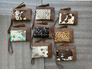 Nouveau véritable fait à la main imprimé Animal fourrure pochettes en cuir petit bracelet portefeuille en cuir imprimé Animal fourrure glands femmes élégant portefeuilles - Product Image 4