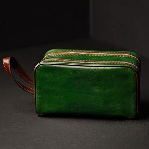 Trousse de Toilette en Cuir Véritable pour Hommes et Femmes, Pochette de Voyage Zippée pour Cosmétiques et Maquillage – Vente en Gros - Product Image 2