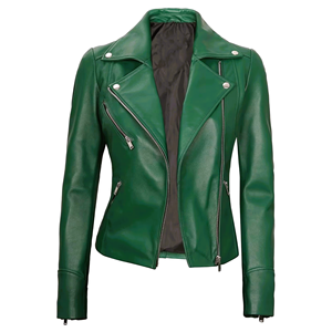 Women's Genuine Leather Moto <b>Jacket</b> Stand Collar Full Sleeve Zipper Closure Autumn Solid Color <b>Biker</b> <b>Jacket</b> - Product Image 6