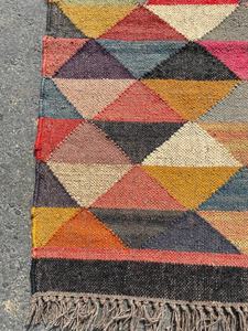 Tapis Kilim Moderne Fait Main et Écologique Krafterscustom, Motif Abstrait, Laine, Acrylique, Latex, Rectangulaire, pour Salon - Product Image 3