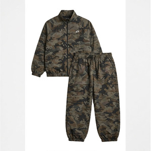 Custom Woodland <b>Camo</b> Men Tracksuit Set Lightweight Zip Up Windbreaker <b>Jacket</b> Loose Jogger Pants Streetwear Wholesale OEM Hoodies - Product Image 3