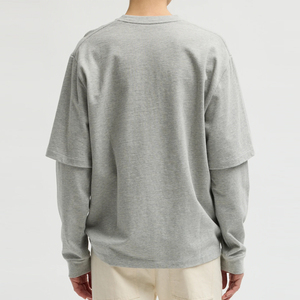 T-shirt à manches longues pour homme, 100% coton, streetwear, hip hop, haute qualité, double couche, respirant, écologique - Product Image 5