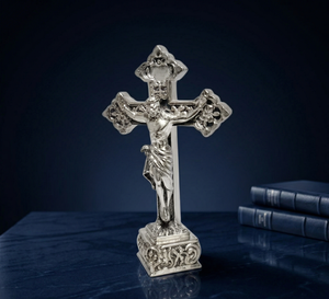 Idole de Jésus plaquée argent oxydé 999 de Jaipur Metals |   Statue chrétienne 100% en laiton |   5 x 3 x 7,5 cm |   74 g |   Cadeau - Product Image 4