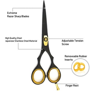Ciseaux à cheveux professionnels en acier inoxydable avec pointe acérée, design pour droitiers, manche long en plastique pour usage en salon - Product Image 4