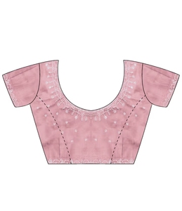 Sari de Diseño KV en Papel de Seda Rosa con Adornos y Blusa sin Coser - Product Image 5