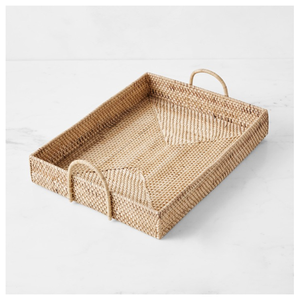 Plateau rectangulaire en rotin artisanal, design moderne, pour la maison et le bureau, produit de qualité supérieure et très vendu. - Product Image 1