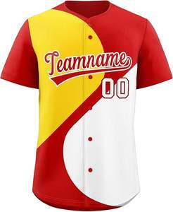 Camiseta de Béisbol Personalizada al por Mayor, Jersey Transpirable con Cuello en V, Uniforme Masculino, Opción de Talla Grande, Jersey de Béisbol Sublimado para Equipos - Product Image 1