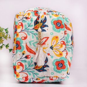 Ensemble de trousses de maquillage de luxe en coton matelassé imprimé, fabriquées à la main, en tissu premium, pour voyage, promotionnelles, avec logo, organiseur de cosmétiques, pochette, étui - Product Image 4