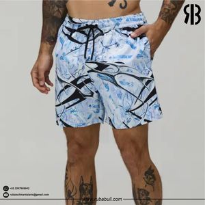 Rubabull Custom <b>Men</b> Blue Printed Swim Shorts Quick Dry Beach <b>Trunks</b> Abstract Graphic Board Shorts Wholesale Supplier - Product Image 5