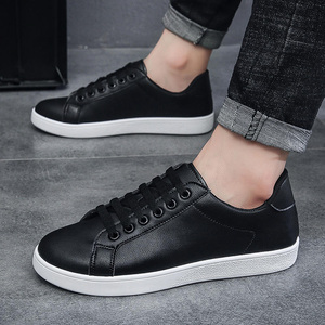 Unisex White PU Sneakers EVA Midsole Rubber Outsole Spring Casual <b>Walking</b> Shoes - Product Image 4