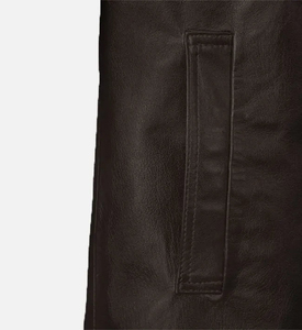 Plus Size Men Genuine Leather Waterproof Winter Trench Coat Long Sleeve Belted Fur Trim Outerwear Casual Streetwear - Product Image 5