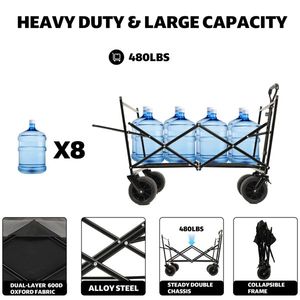 Carrello Pieghevole da 480 Libbre con Tettuccio e Ruote All-Terrain da 7 Pollici - Grande Capacità, Leggero e Richiudibile - Product Image 6